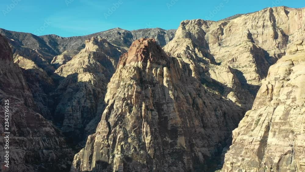 Aerial of Rugged Rock Formations in Red Rock Canyon, Nevada Aerial of Rugged Rock Formations in Red Rock Canyon, Nevada