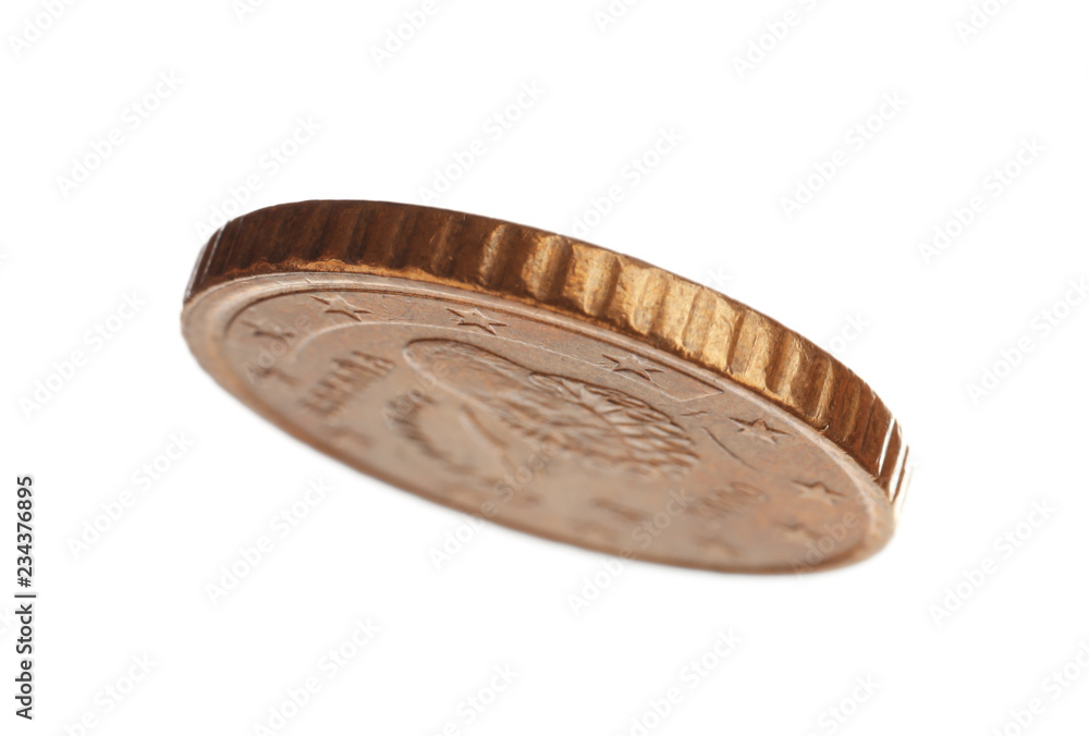 Spanish fifty euro cent coin on white background Spanish fifty euro cent coin on white background