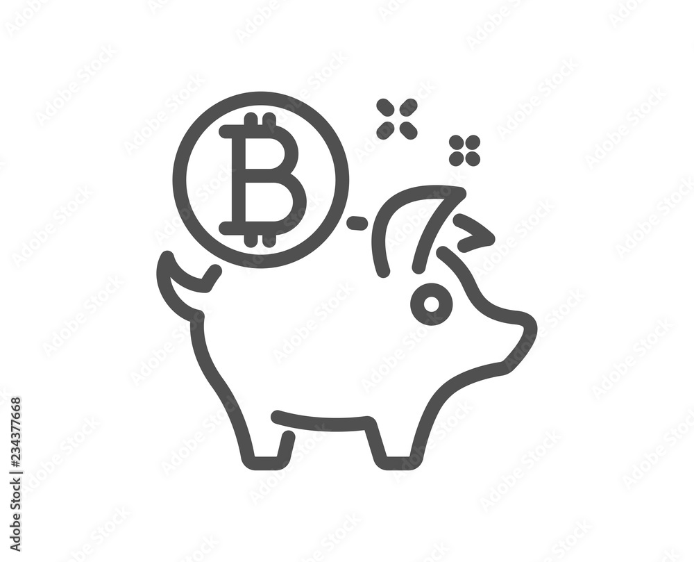 Bitcoin line icon. Cryptocurrency coin sign. Piggy bank money symbol. Quality design flat app element. Editable stroke Bitcoin coin icon. Vector Bitcoin line icon. Cryptocurrency coin sign. Piggy bank money symbol. Quality design flat app element. Editable stroke Bitcoin coin icon. Vector