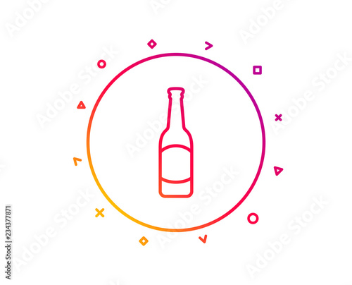 Beer bottle line icon. Pub Craft beer sign. Brewery beverage symbol. Gradient pattern line button. Beer icon design. Geometric shapes. Vector