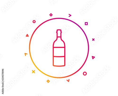 Wine bottle line icon. Merlot or Cabernet Sauvignon sign. Gradient pattern line button. Wine bottle icon design. Geometric shapes. Vector