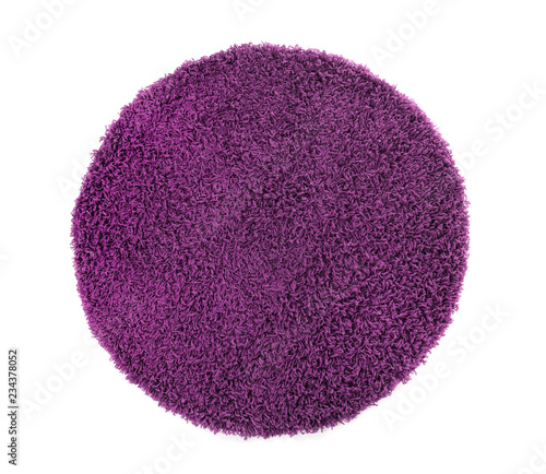 Obraz na plátně Round purple carpet on white background, top view
