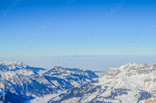 Snow landscape in winter of Alps Mount Titlis in Switzerland