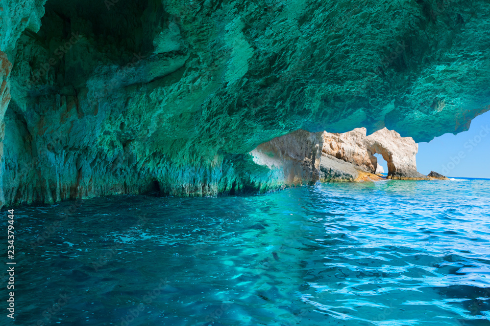 Fototapeta Błękitna jama, piękny naturalny krajobraz Zakinthos wyspa, Grecja