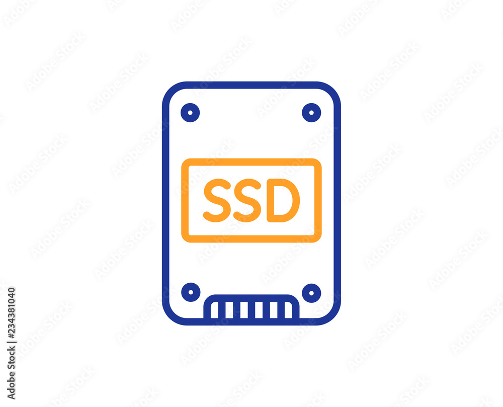 SSD icon. Solid-state drive sign. Storage disk symbol. Colorful outline  concept. Blue and orange thin line color icon. SSD Vector vector de Stock |  Adobe Stock