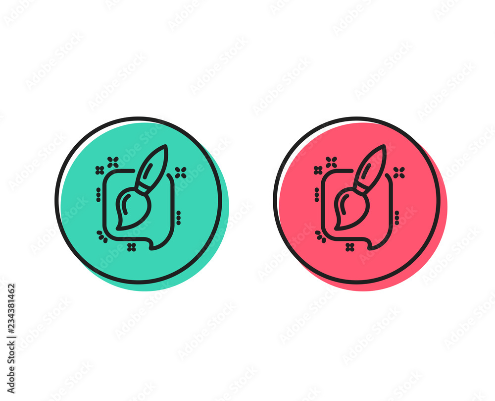 Painting brush line icon. Creativity sign. Graphic art symbol. Positive and negative circle buttons concept. Good or bad symbols. Painting brush Vector Painting brush line icon. Creativity sign. Graphic art symbol. Positive and negative circle buttons concept. Good or bad symbols. Painting brush Vector