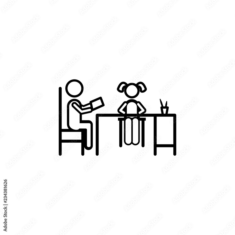 Home schooling, parent teaching icon. Element of home schooling icon. Thin line icon for website design and development, app development. Premium icon Home schooling, parent teaching icon. Element of home schooling icon. Thin line icon for website design and development, app development. Premium icon
