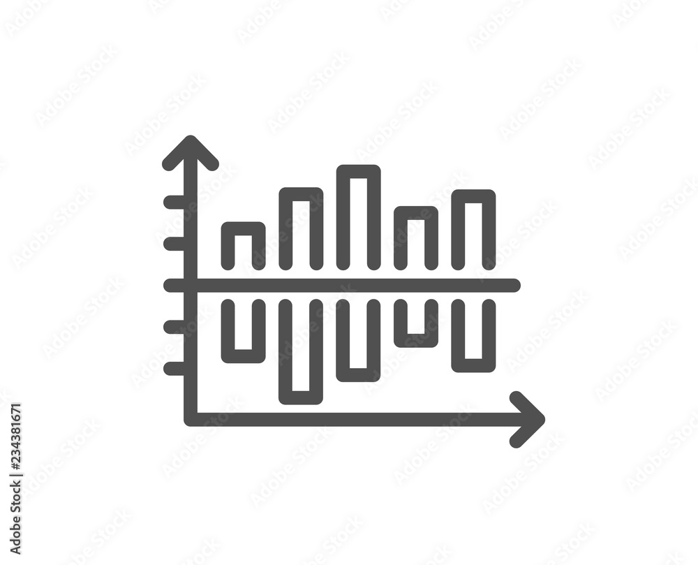 Diagram chart line icon. Column graph sign. Market analytics symbol. Quality design flat app element. Editable stroke Diagram chart icon. Vector