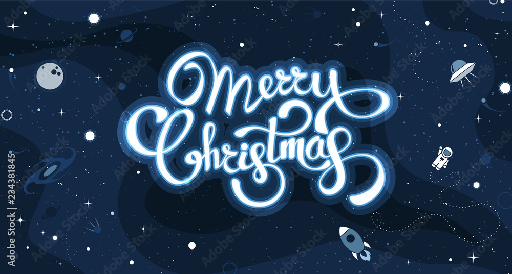 Fototapeta premium Merry Christmas greeting card. Vector colorful template