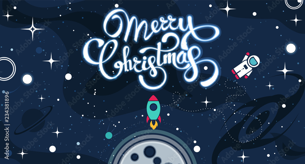 Fototapeta premium Merry Christmas greeting card. Vector colorful template