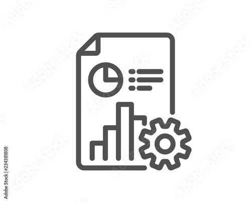 Report line icon. Column graph, pie chart sign. Market analytics symbol. Quality design flat app element. Editable stroke Report icon. Vector