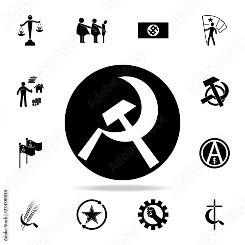 sickle and hammer in a circle icon. Detailed set of communism and socialism icons. Premium graphic design. One of the collection icons for websites, web design, mobile app photo