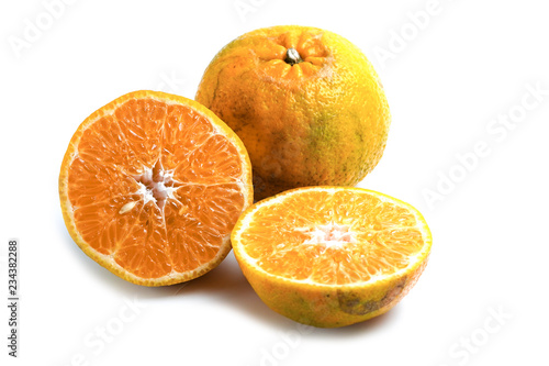 Orange on white background.