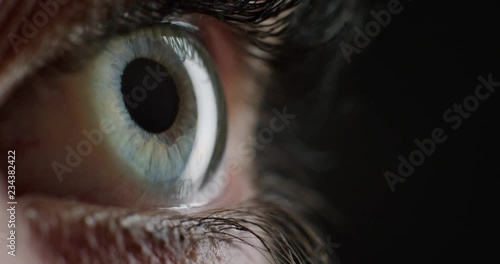 close up macro eye opening human iris natural beauty photo