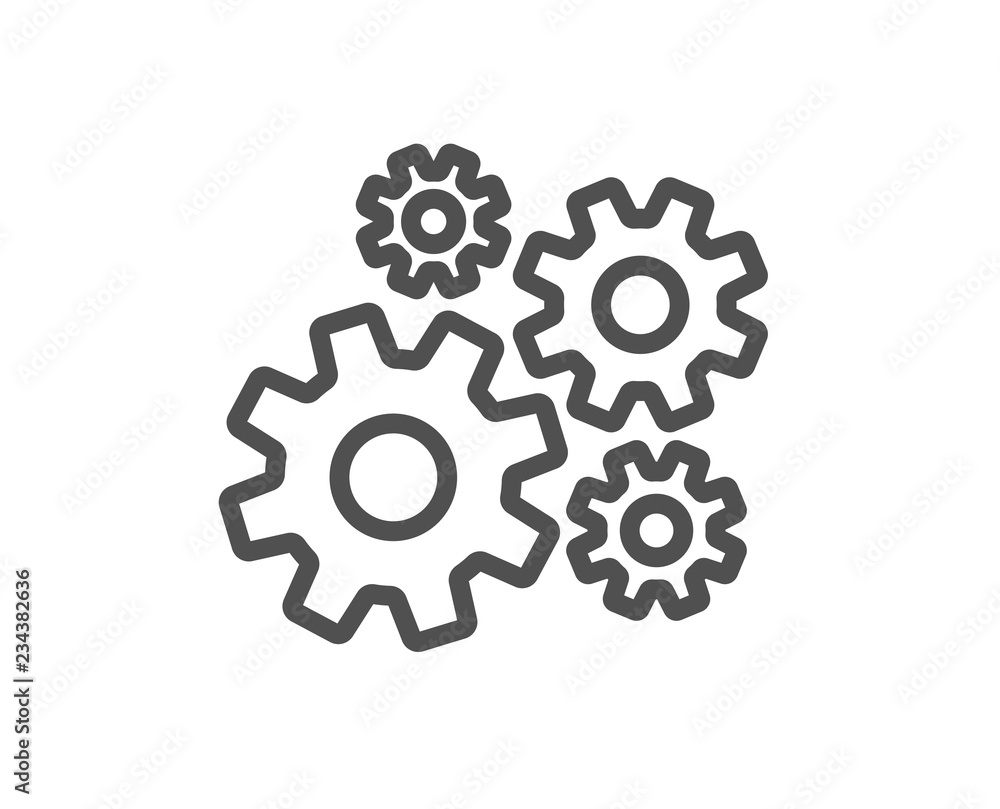 Cogwheel line icon. Engineering tool sign. Cog gear symbol. Quality design flat app element. Editable stroke Cogwheel icon. Vector Cogwheel line icon. Engineering tool sign. Cog gear symbol. Quality design flat app element. Editable stroke Cogwheel icon. Vector