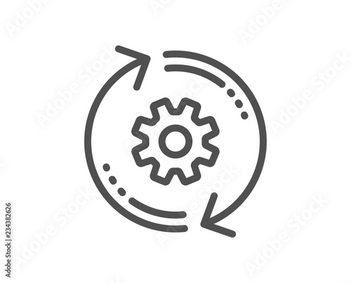 Cogwheel line icon. Engineering tool sign. Cog gear, refresh settings symbol. Quality design flat app element. Editable stroke Cogwheel icon. Vector