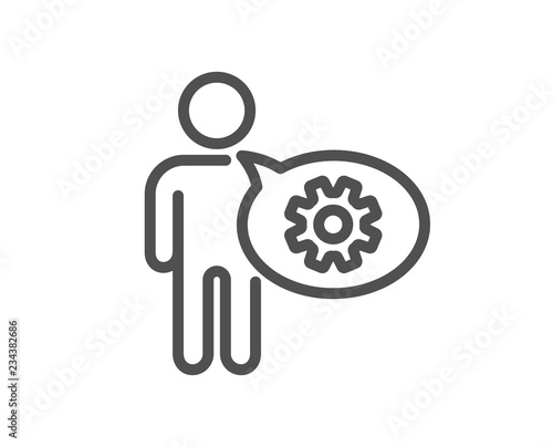 Cogwheel line icon. Engineering tool sign. Man talk symbol. Quality design flat app element. Editable stroke Cogwheel icon. Vector