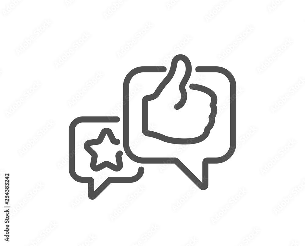Star, like hand line icon. Feedback rating sign. Customer satisfaction symbol. Quality design flat app element. Editable stroke Like icon. Vector Star, like hand line icon. Feedback rating sign. Customer satisfaction symbol. Quality design flat app element. Editable stroke Like icon. Vector