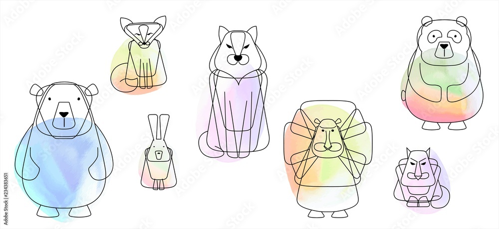 Abstract animals. Line design. Vector illustration Abstract animals. Line design. Vector illustration