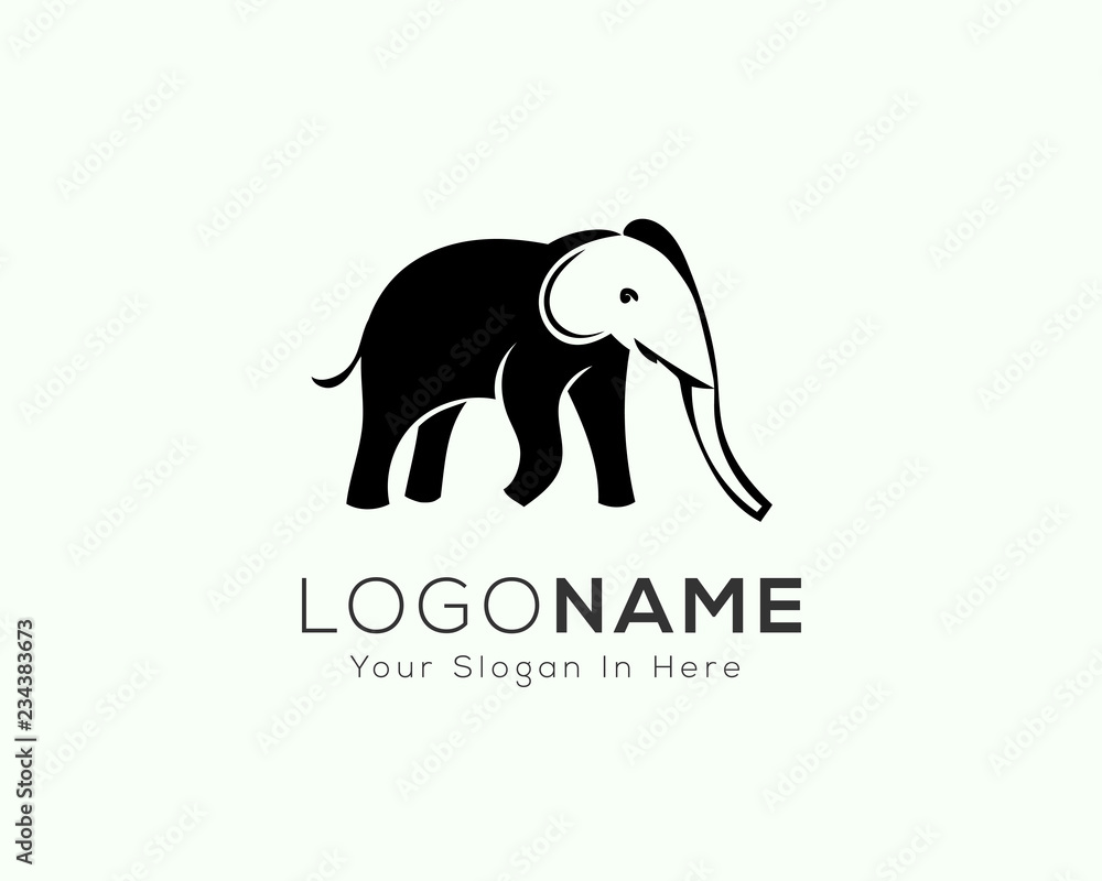 elephant head with negative head logo design inspiration