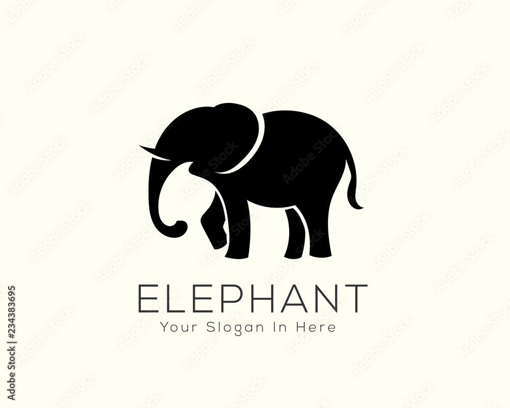 Stand black elephant logo design inspiration
