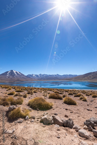 Lagunas Altiplanicas, Miscanti y Miniques, amazing view at Atacama Desert. Chile, South America. photo