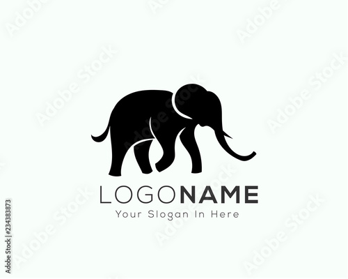 Elegant black walking elephant logo design inspiration