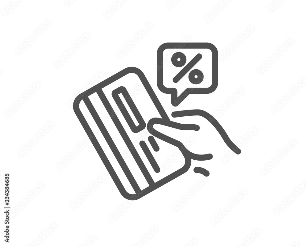 Credit card percent line icon. Discount sign. Loan percentage symbol. Quality design flat app element. Editable stroke Credit card icon. Vector Credit card percent line icon. Discount sign. Loan percentage symbol. Quality design flat app element. Editable stroke Credit card icon. Vector