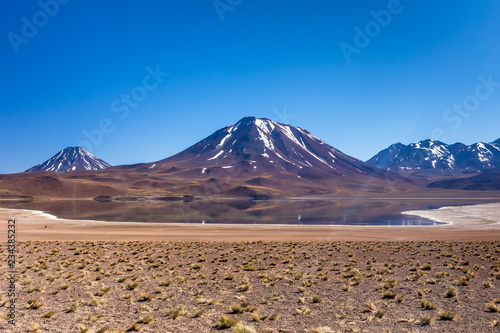 Lagunas Altiplanicas  Miscanti y Miniques  amazing view at Atacama Desert. Chile  South America.