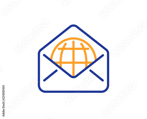 Web Mail line icon. Message correspondence sign. E-mail symbol. Colorful outline concept. Blue and orange thin line color icon. Web Mail Vector