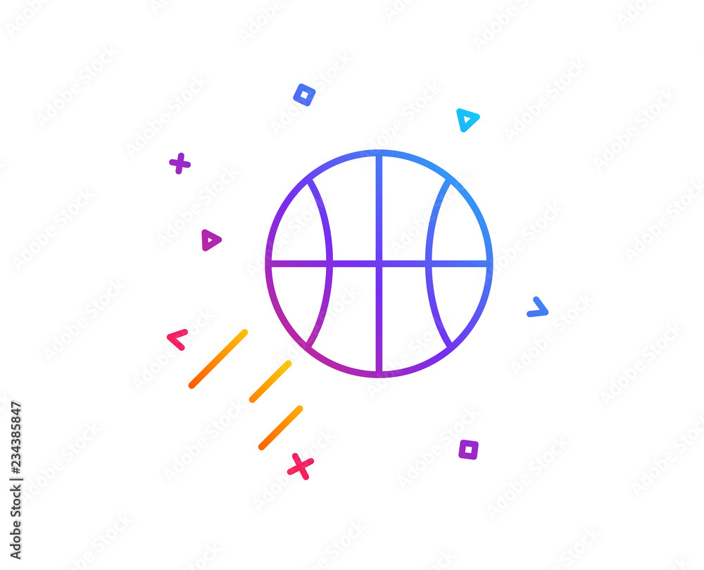 Basketball line icon. Sport ball sign. Competition symbol. Gradient line button. Basketball icon design. Colorful geometric shapes. Vector Basketball line icon. Sport ball sign. Competition symbol. Gradient line button. Basketball icon design. Colorful geometric shapes. Vector