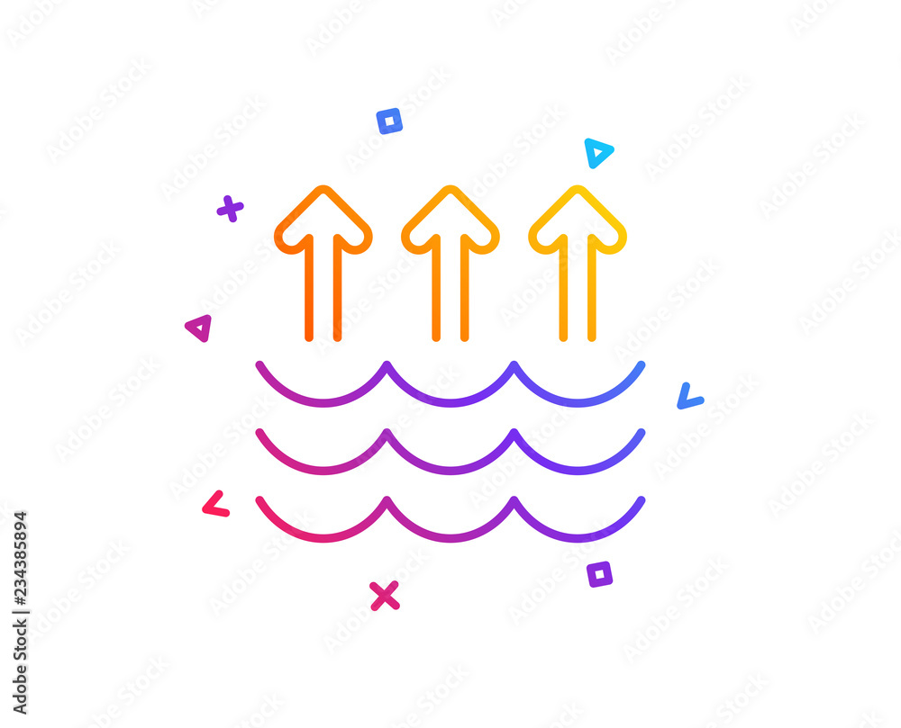 Evaporation line icon. Global warming sign. Waves symbol. Gradient line button. Evaporation icon design. Colorful geometric shapes. Vector