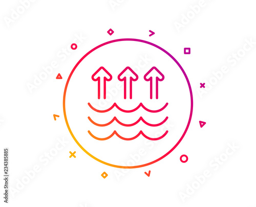 Evaporation line icon. Global warming sign. Waves symbol. Gradient pattern line button. Evaporation icon design. Geometric shapes. Vector