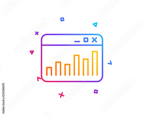 Marketing statistics line icon. Web analytics symbol. Browser window sign. Gradient line button. Marketing statistics icon design. Colorful geometric shapes. Vector