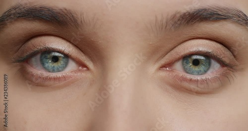 close up beautiful eyes blinking natural female beauty healthy eyesight macro