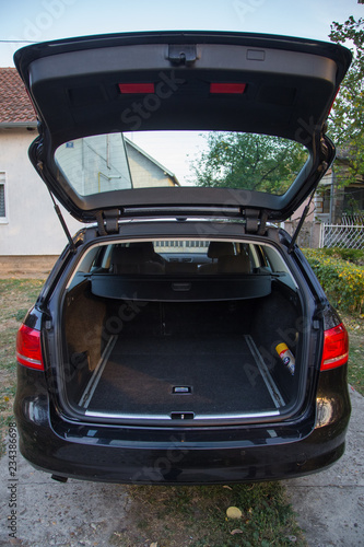 BELGRADE, SERBIA, OCTOBER 14. 2018 : Passat B7 blue motion inside of trunk