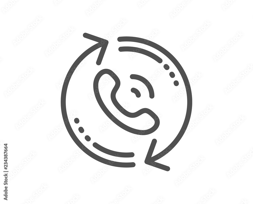 Call center service line icon. Recall support sign. Feedback symbol. Quality design flat app element. Editable stroke Call center icon. Vector Call center service line icon. Recall support sign. Feedback symbol. Quality design flat app element. Editable stroke Call center icon. Vector