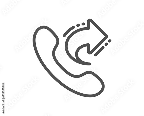 Call center service line icon. Share phone call sign. Feedback symbol. Quality design flat app element. Editable stroke Share call icon. Vector