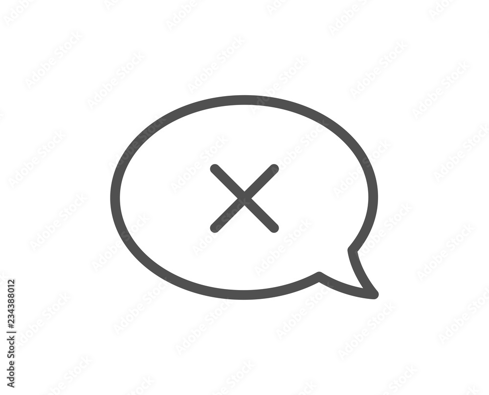 Reject message line icon. Decline or remove chat sign. Quality design flat app element. Editable stroke Reject icon. Vector Reject message line icon. Decline or remove chat sign. Quality design flat app element. Editable stroke Reject icon. Vector