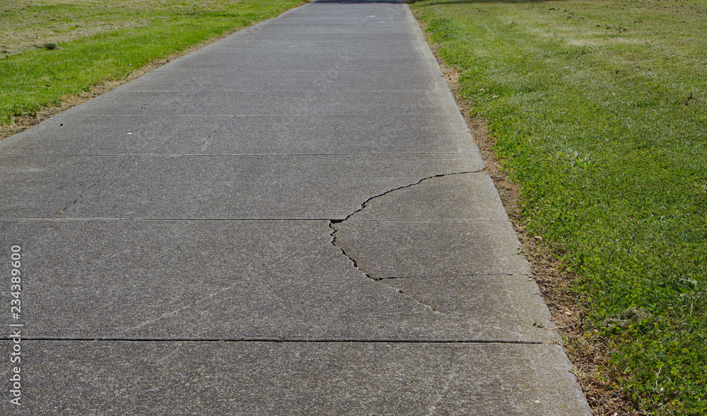 Obraz premium Cracked asphalt on walking path