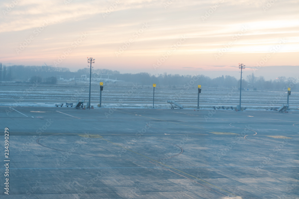 scenic panorama of kiev airport landing strip
