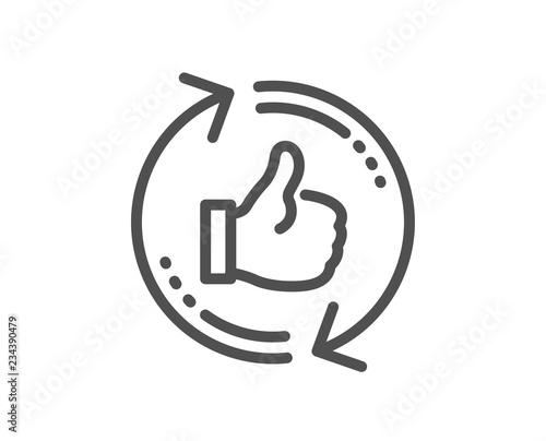Refresh like line icon. Thumbs up sign. Positive feedback symbol. Quality design flat app element. Editable stroke Refresh like icon. Vector