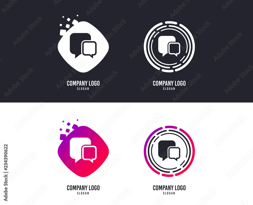 Logotype concept. Chat sign icon. Speech bubbles symbol. Communication chat bubbles. Logo design. Colorful buttons with icons. Vector