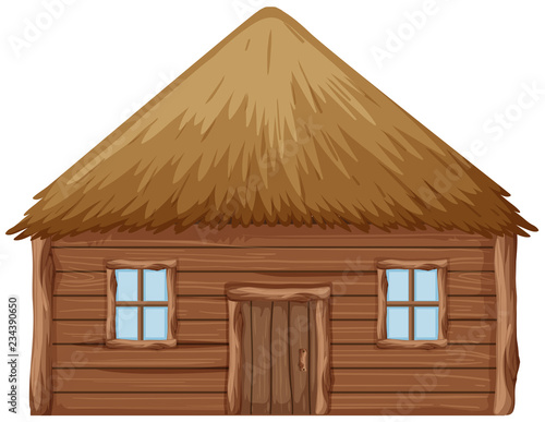 Photographie A wooden hut on white background