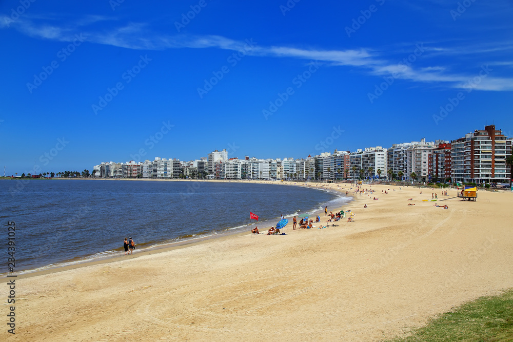 Pocitos beach along the bank of the Rio de la Plata in Montevideo, Uruguay