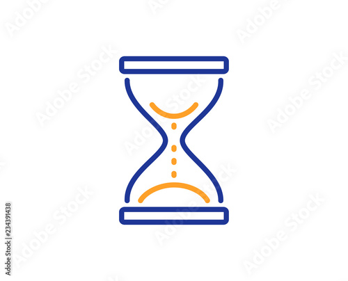 Time hourglass line icon. Sand watch sign. Colorful outline concept. Blue and orange thin line color icon. Time hourglass Vector