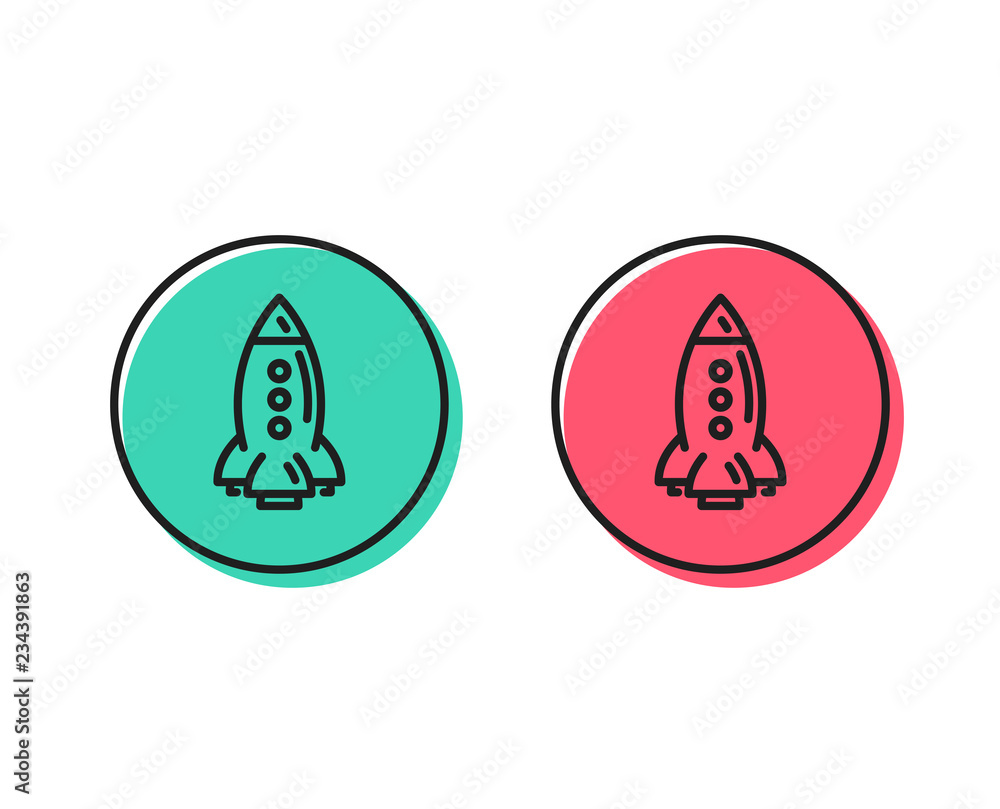 Rocket line icon. Spaceship transport sign. Aircraft symbol. Positive and negative circle buttons concept. Good or bad symbols. Rocket Vector Rocket line icon. Spaceship transport sign. Aircraft symbol. Positive and negative circle buttons concept. Good or bad symbols. Rocket Vector