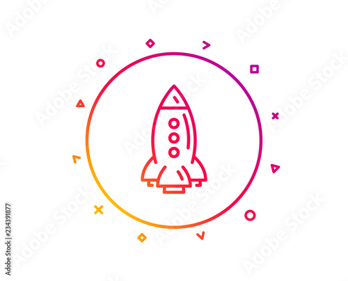 Rocket line icon. Spaceship transport sign. Aircraft symbol. Gradient pattern line button. Rocket icon design. Geometric shapes. Vector