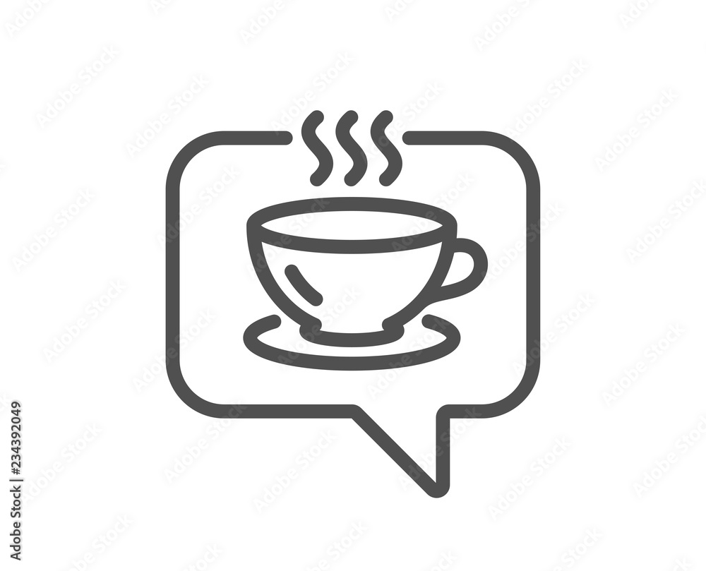 Hot coffee line icon. Tea drink sign. Cafe symbol. Quality design flat app element. Editable stroke Coffee icon. Vector Hot coffee line icon. Tea drink sign. Cafe symbol. Quality design flat app element. Editable stroke Coffee icon. Vector