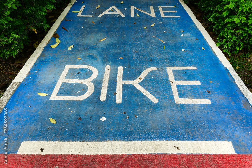 bike lane sign in public park